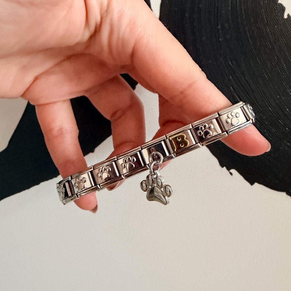 Personalized Paw Print Italian Charm Bracelet – Dog Lover Memorial Charm